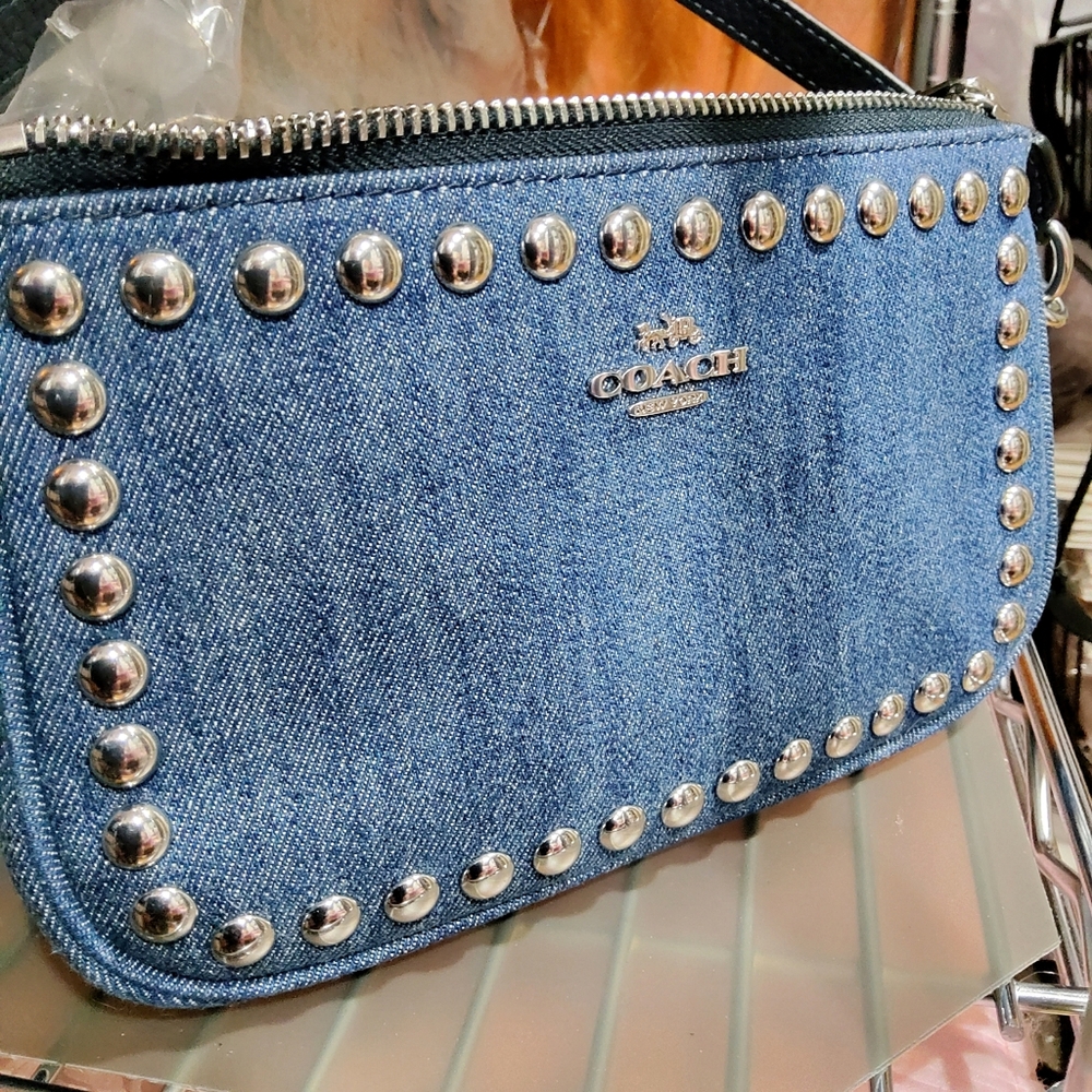 COACH BESTSELLER❗️NEW NOLITA 19 PURSE WITH RIVETS IN SILVER / DENIM - Picture 7 of 12